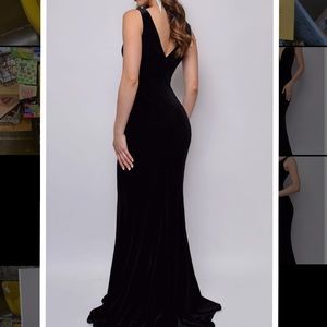 Long Black Velvet Evening Gown
